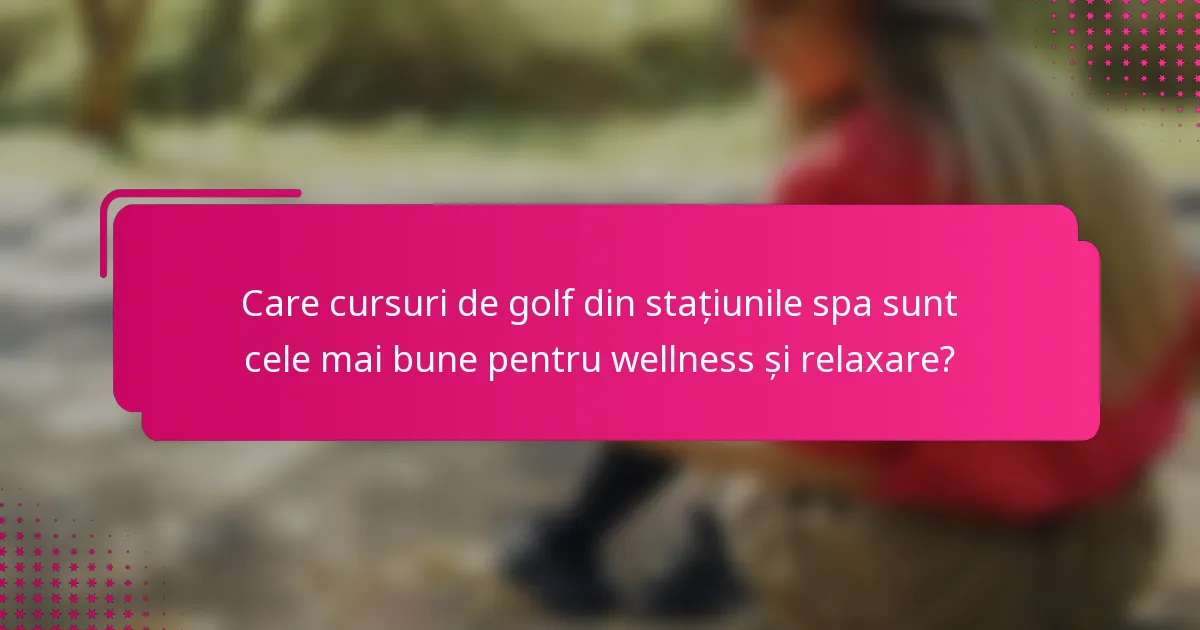Care cursuri de golf din stațiunile spa sunt cele mai bune pentru wellness și relaxare?