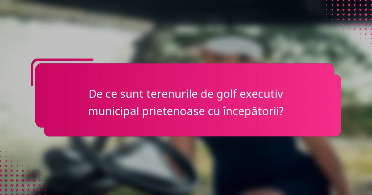 De ce sunt terenurile de golf executiv municipal prietenoase cu începătorii?